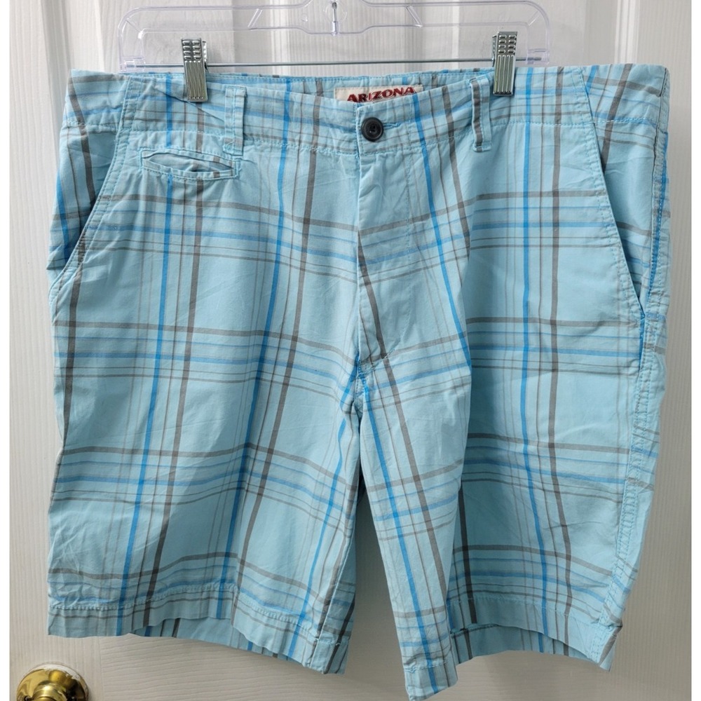 The Original Arizona Jean Company Mens 36 Shorts Blue Plaid Pockets EUC